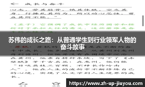 苏伟的成长之路：从普通学生到行业领军人物的奋斗故事